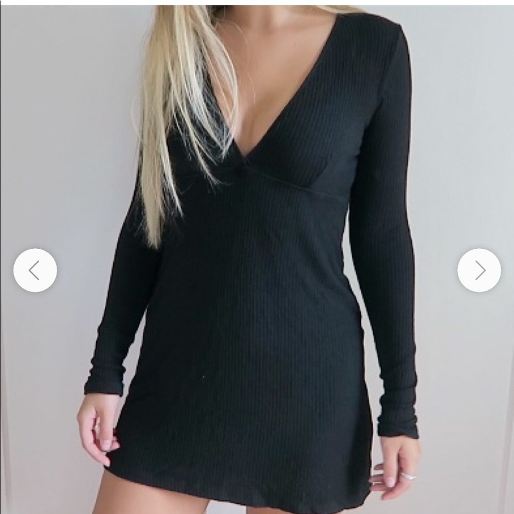 Brandy Melville Long Sleeve V Neck Mini Dress